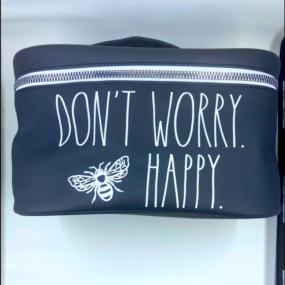 Rae Dunn Cosmetic Bag Don’t Worry 🐝 Happy NWT